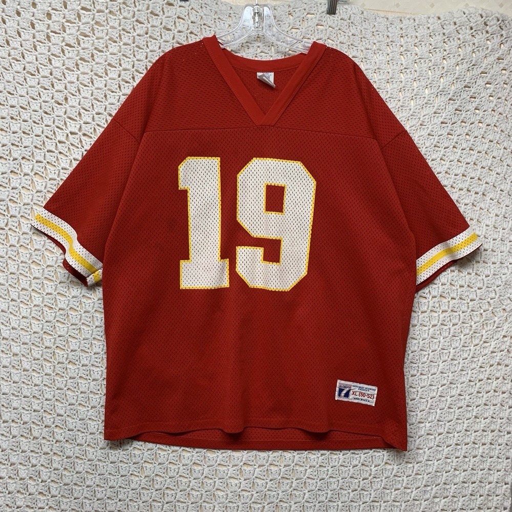 Logo 7 Kansas City Chiefs NFL Joe Montana 19 Football Jersey Men XL Usa Made Vtg